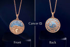 Cancer Zodiac Quartz Disc Pendant Necklace