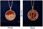 Leo Zodiac Jasper Disc Pendant Necklace