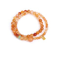 Koi Orange Agate 2-Wrap Bracelet with Peace Charm for Her