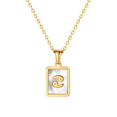 Cancer Mother of Pearl Necklace | Zodiac Square Pendant