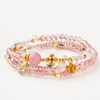 Strawberry Quartz Layered Wrap Bracelet | Libra Zodiac Charm