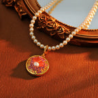 Sagittarius Pearl Necklace with Gold-Tone Zodiac Pendant