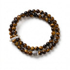 6mm Tiger's Eye 2-Wrap Bracelet | Tibetan Silver Spacer