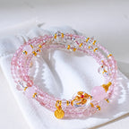 Strawberry Quartz Layered Wrap Bracelet | Libra Zodiac Charm