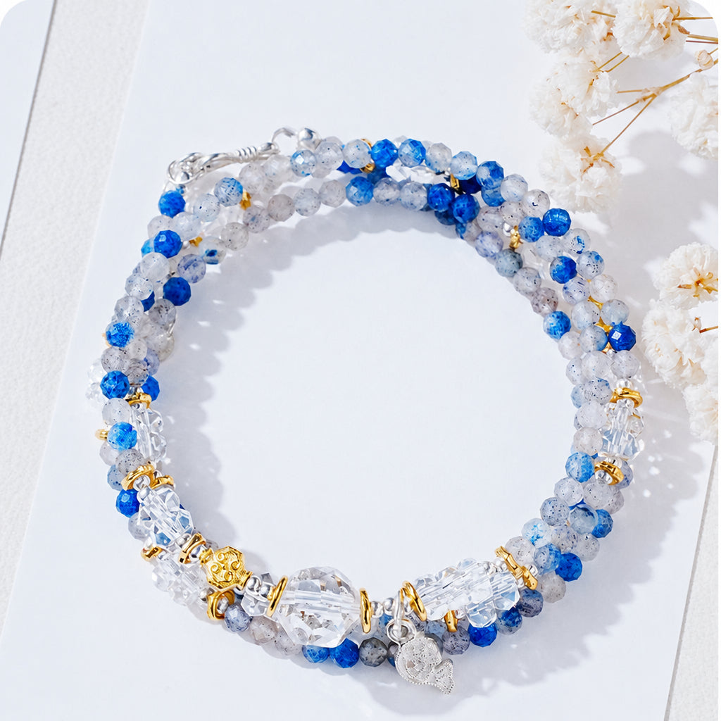 K2 Crystal Layered Wrap Bracelet | Aquarius Zodiac Jewelry