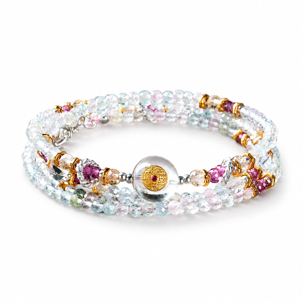 Morganite Layered Wrap Bracelet | Capricorn Zodiac Crystal