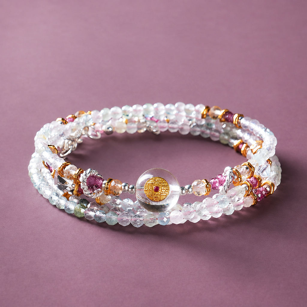 Morganite Layered Wrap Bracelet | Capricorn Zodiac Crystal