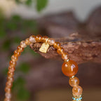 Koi Orange Agate 2-Wrap Bracelet with Peace Charm for Her