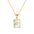 Aries Mother of Pearl Necklace | Zodiac Square Pendant