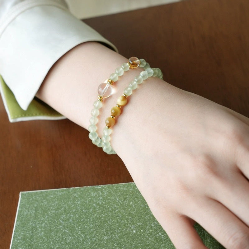 Natural Prehnite & Mixed Gemstone Wrap Bracelet for Women