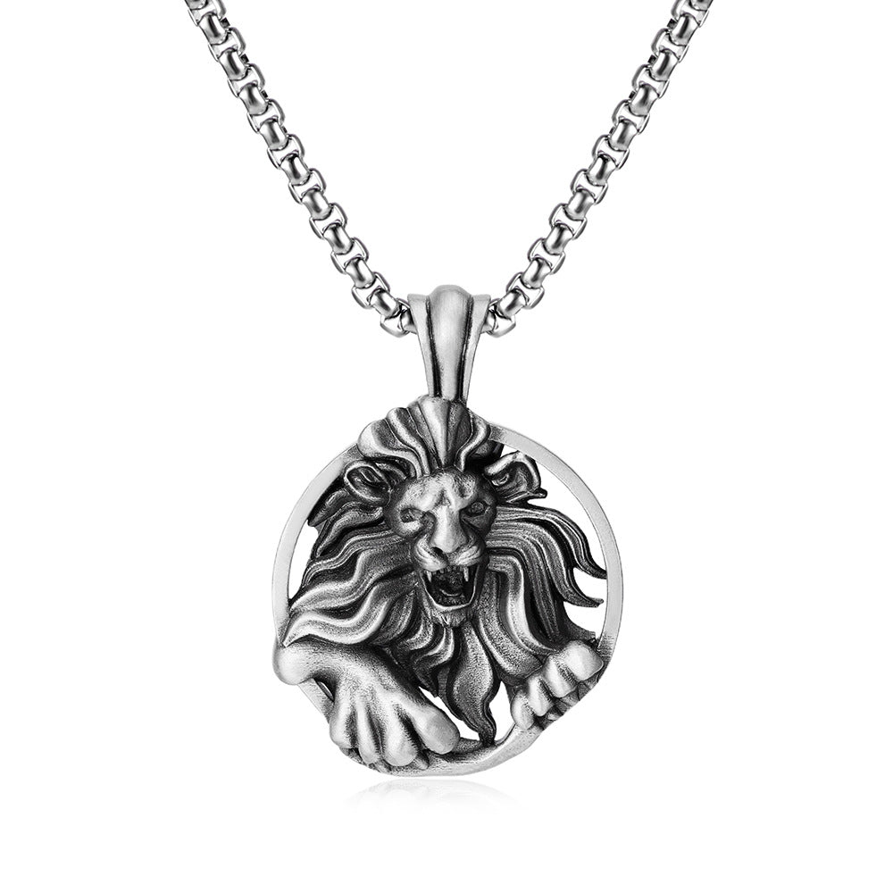 Leo Zodiac Majestic Sculpted Tin Lion Pendant Necklace