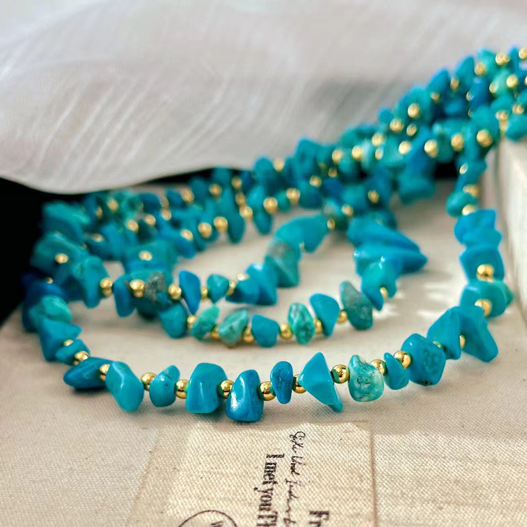 Faux Turquoise Chip Collar Necklace for Women