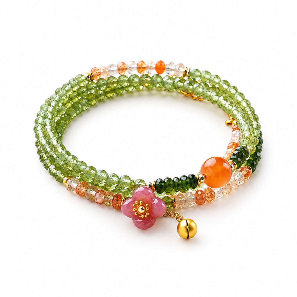 Green Apatite Layered Wrap Bracelet | Gemini Zodiac Crystal