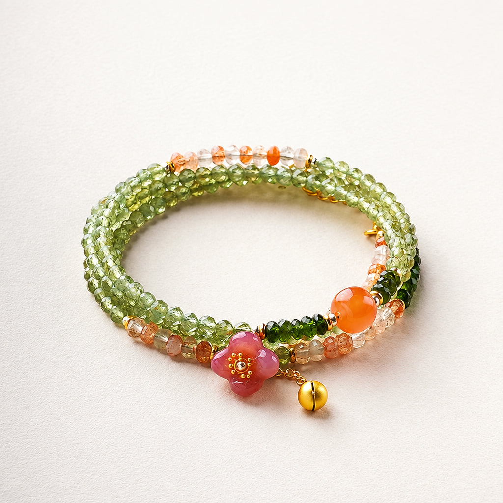 Green Apatite Layered Wrap Bracelet | Gemini Zodiac Crystal
