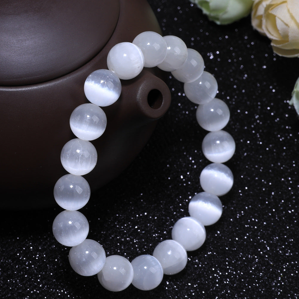 Natural Selenite Beaded Bracelet for Women | Serenity