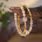 Courage Gold Rutilated Quartz Tiger Eye Layered Bracelet