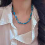 Faux Turquoise Chip Collar Necklace for Women