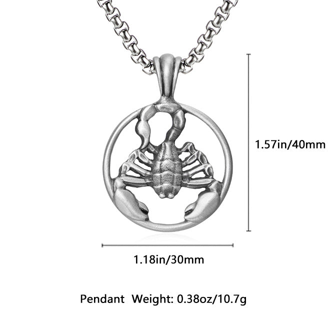 Scorpio Zodiac Bold Sculpted Tin Scorpion Pendant Necklace