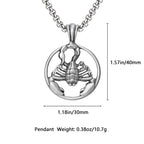 Scorpio Zodiac Bold Sculpted Tin Scorpion Pendant Necklace
