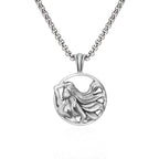 Virgo Zodiac Graceful Sculpted Tin Maiden Pendant Necklace