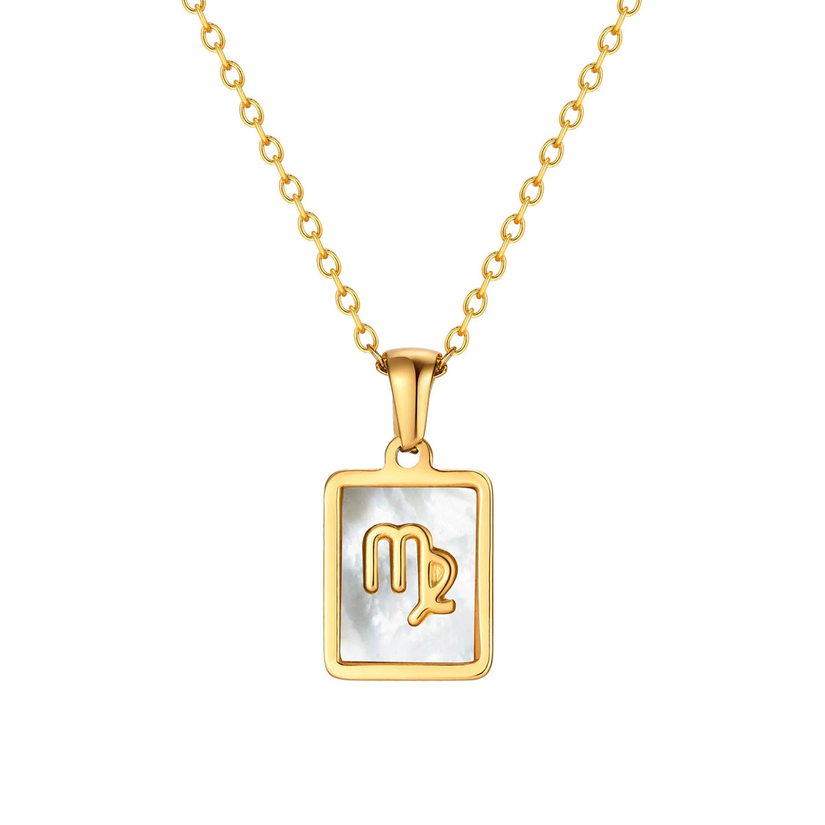 Virgo Mother of Pearl Necklace | Zodiac Square Pendant