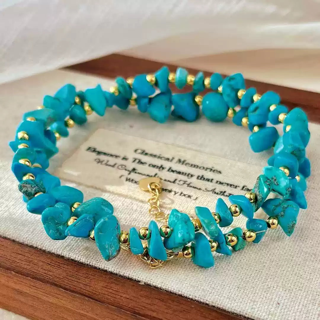 Faux Turquoise Chip Collar Necklace for Women