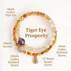Gold Rutilated Quartz Tiger Eye Amethyst Double Wrap Bracelet