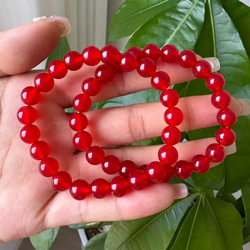 Natural Red Chalcedony Beaded Bracelet for Women | Vitality