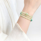 Natural Prehnite Multi-Gem Layered Bracelet for Women | Calm