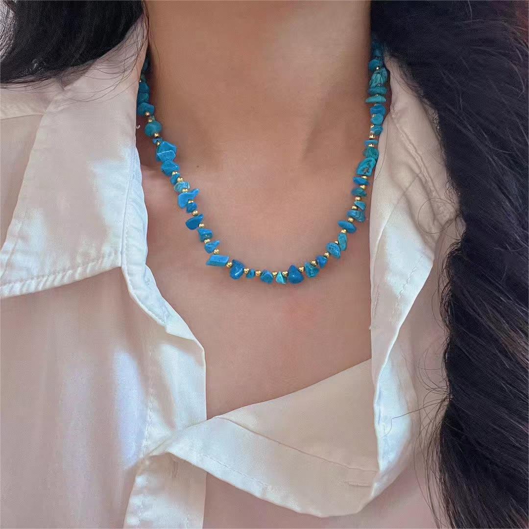 Growth & Opportunity Faux Turquoise Chip Collar Necklace