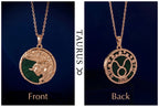 Taurus Zodiac Aventurine Disc Pendant Necklace