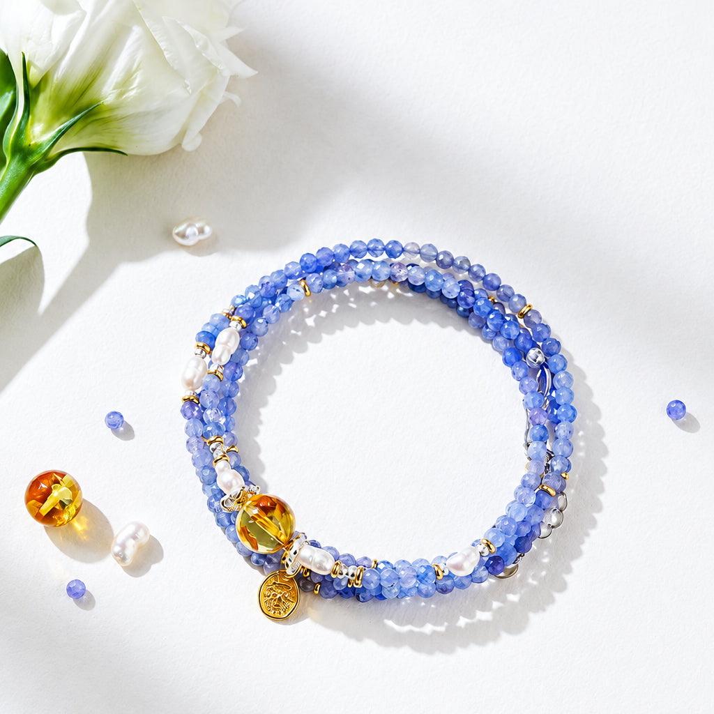 Tanzanite Layered Wrap Bracelet | Cancer Zodiac Crystal