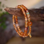 Koi Orange Agate 2-Wrap Bracelet with Peace Charm for Her