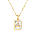 Libra Mother of Pearl Necklace | Zodiac Square Pendant
