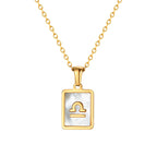 Libra Mother of Pearl Necklace | Zodiac Square Pendant