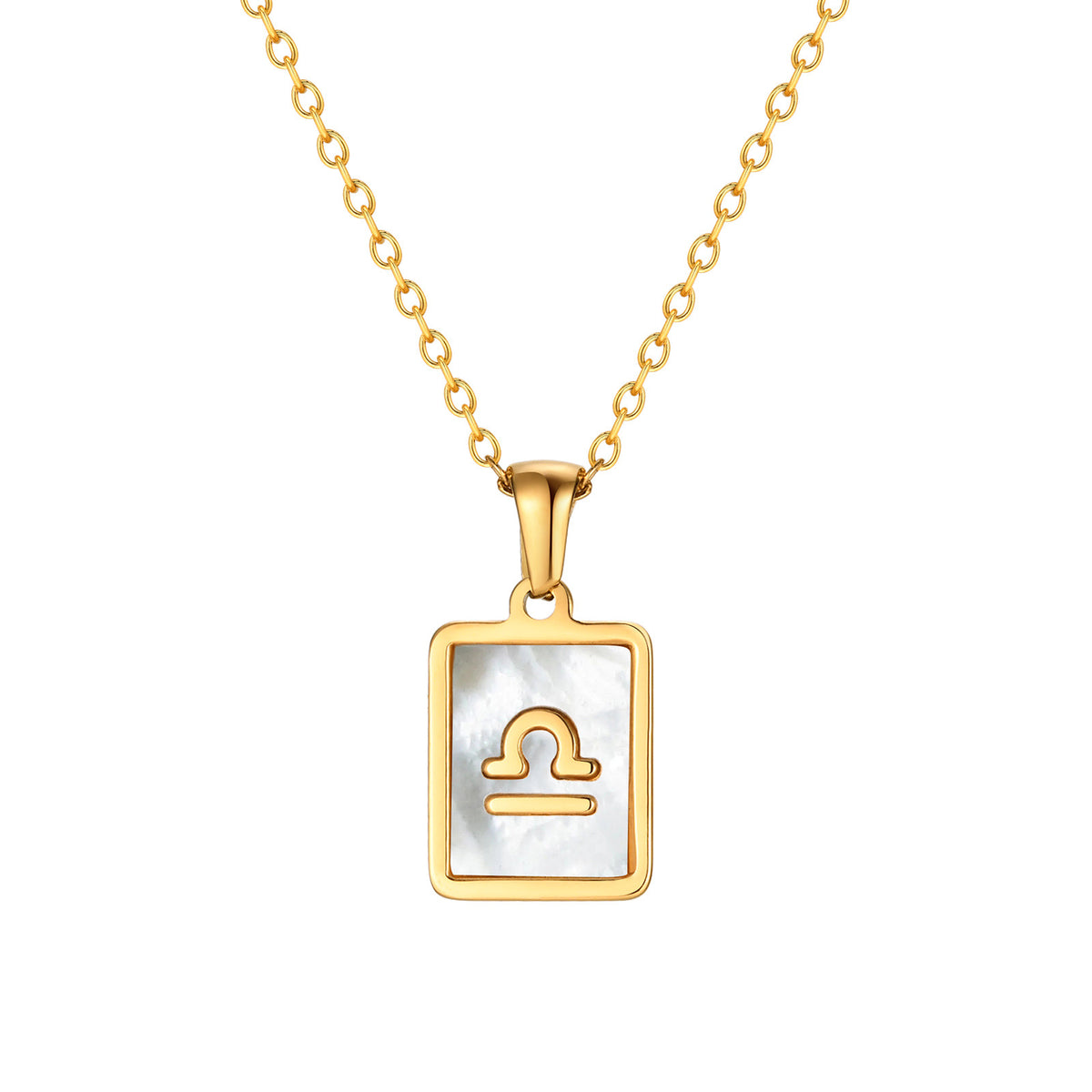 Libra Mother of Pearl Necklace | Zodiac Square Pendant
