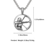 Sagittarius Zodiac Sculpted Tin Archer Pendant Necklace
