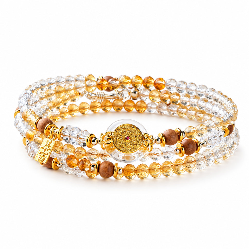 Citrine & Clear Quartz Wrap Bracelet | Taurus Zodiac Jewelry