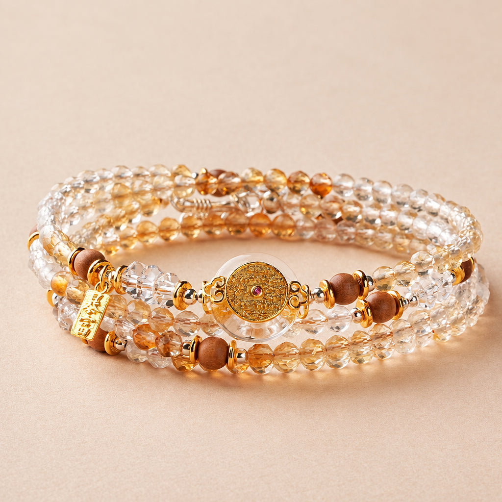 Citrine & Clear Quartz Wrap Bracelet | Taurus Zodiac Jewelry