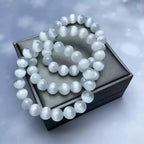 Natural Selenite Beaded Bracelet for Women | Serenity