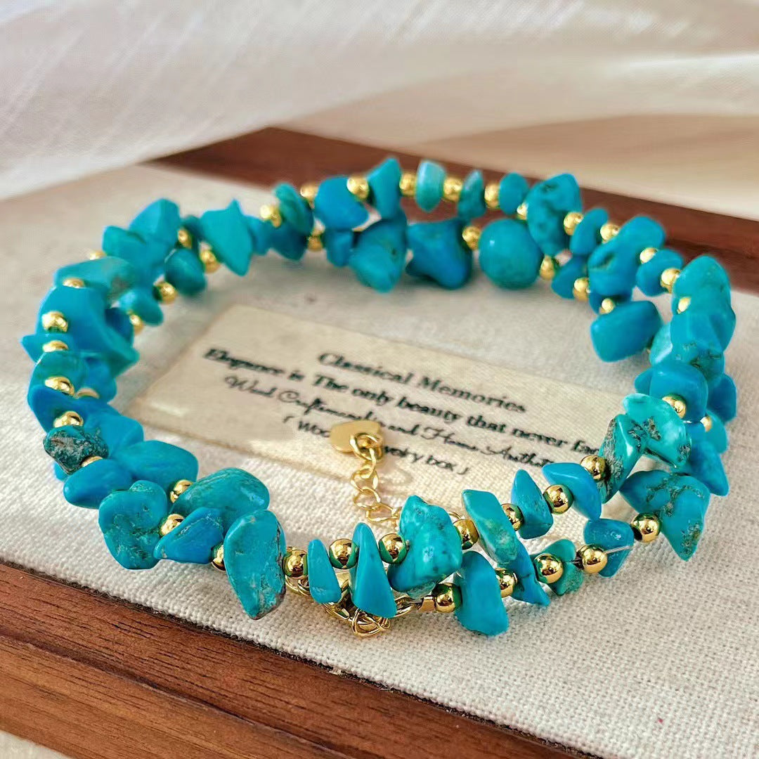 Growth & Opportunity Faux Turquoise Chip Collar Necklace