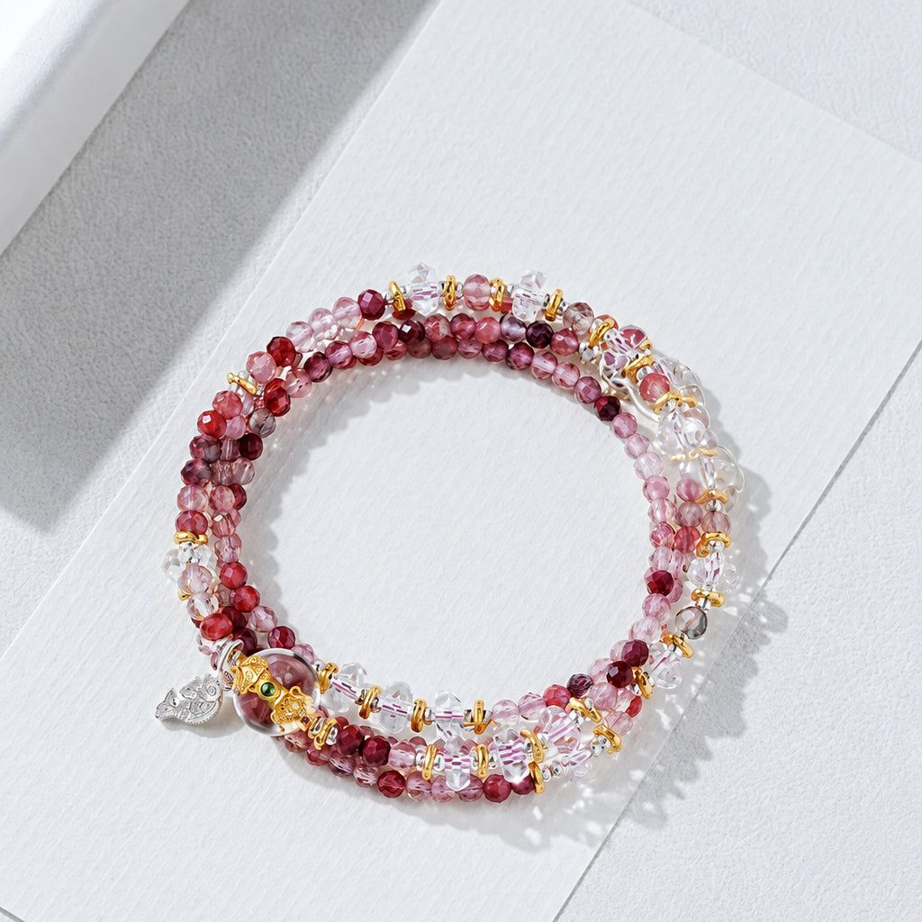 Andersonite Layered Wrap Bracelet | Leo Zodiac Lion Charm
