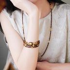 Tiger's Eye Layered Wrap Bracelet | Sagittarius Zodiac Charm