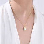 Cancer Mother of Pearl Necklace | Zodiac Square Pendant