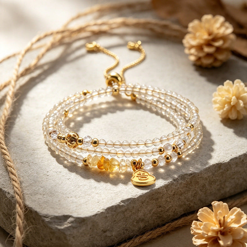 Natural Citrine Layered Wrap Bracelet | Prosperity & Joy