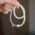 White Crystal Moonstone Double Wrap Bracelet Lucky Charm