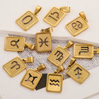 Aries Zodiac Celestial Square Pendant | Gold-Tone Jewelry