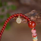 Gold Rutilated Quartz Tiger's Eye Amethyst Gourd Bracelet