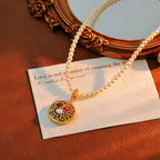 Aries Zodiac Bold Elegance Pearl Pendant Charm Necklace