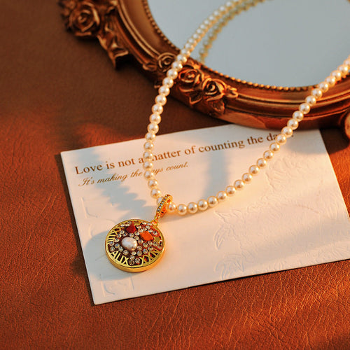 Aries Zodiac Bold Elegance Pearl Pendant Charm Necklace